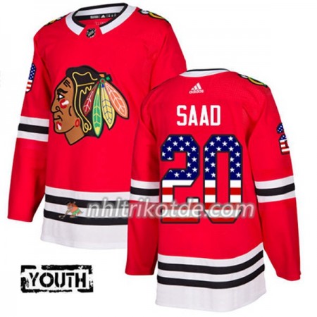 Chicago Blackhawks Trikot Brandon Saad 20 Adidas 2017-2018 Rot USA Flag Fashion Authentic - Kinder